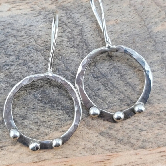 STERLING SILVER DANGLING EARRINGS HANDMADE - Picture 5 of 5